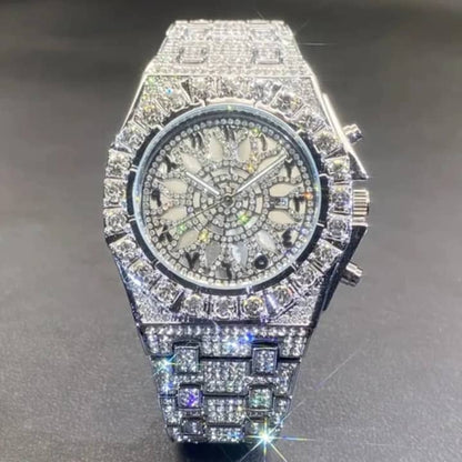 montre pour homme MISSFOX Luxury Arabic HIP HOP ICE OUT entièrement sertie de diamants,